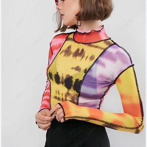 Colorful Tie Dye Sheer Mesh Top
